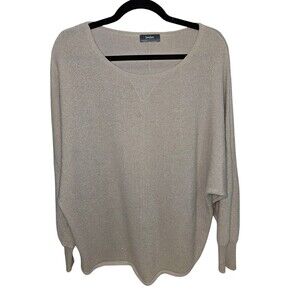 Neiman Marcus 83% Cashmere Sweater Womens L Gold Metallic Dolman Batwing Sleeve